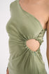 One Shoulder Midi Dress With Waist Decollete